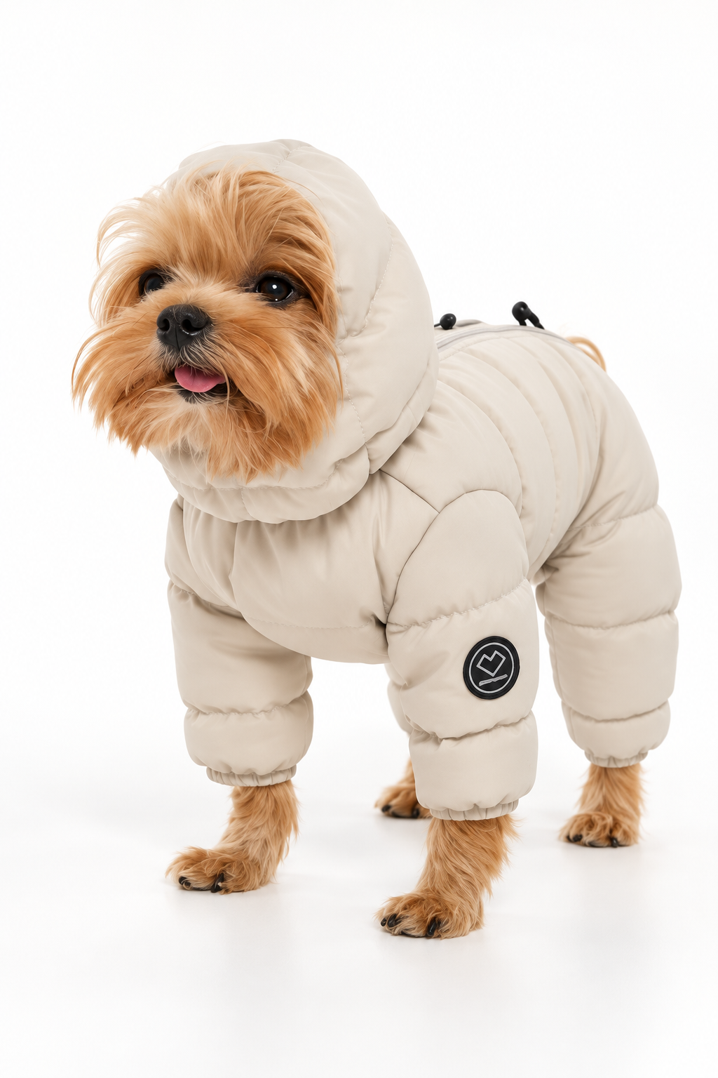 Beiger Hundemantel im Overall-Stil
