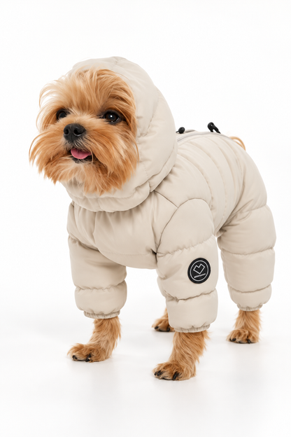 Beiger Hundemantel im Overall-Stil