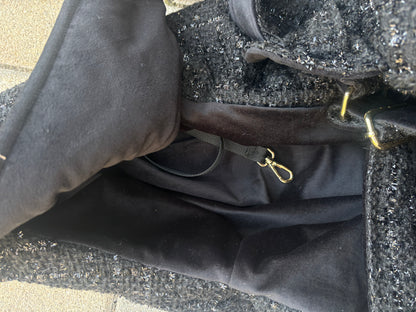 Elite Puppy schwarze Hundetragetasche aus Tweed