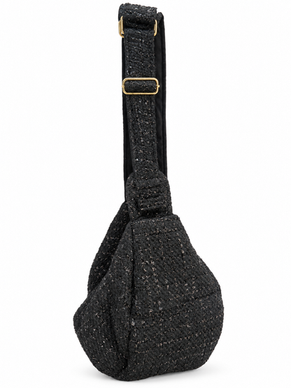 Elite Puppy schwarze Hundetragetasche aus Tweed
