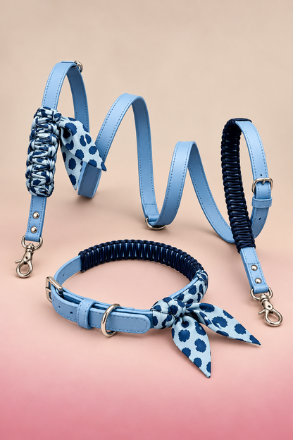 Blue Pup Hands-Free-Multifunktionsleine + Halsband in Blau